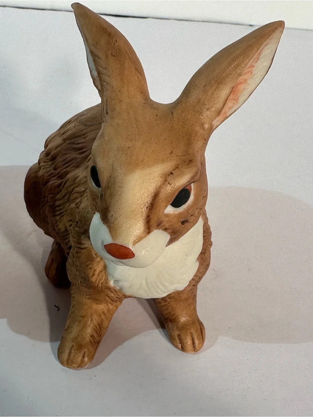 Set Of 2 Lefton Brown Porcelain Bunny Rabbits Taiwan Red Nose Detailed 3
